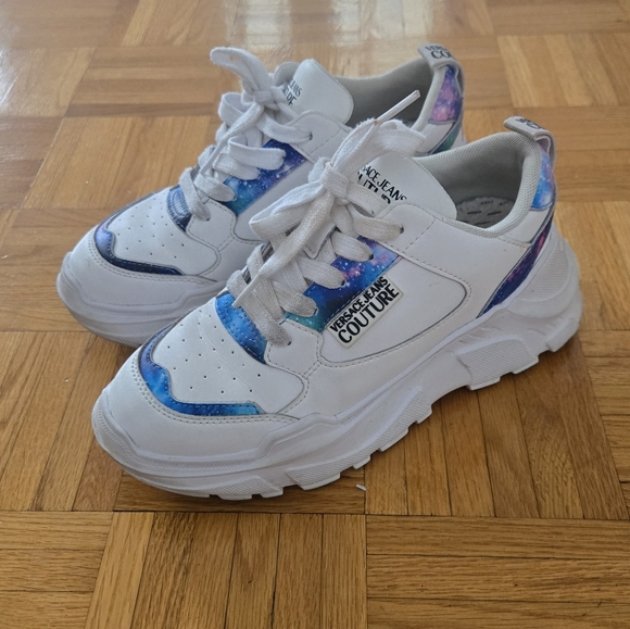 Versace Jeans Couture White Leather Sneakers Shoes Platform Chunky Lug Sole - Picture 11 of 16